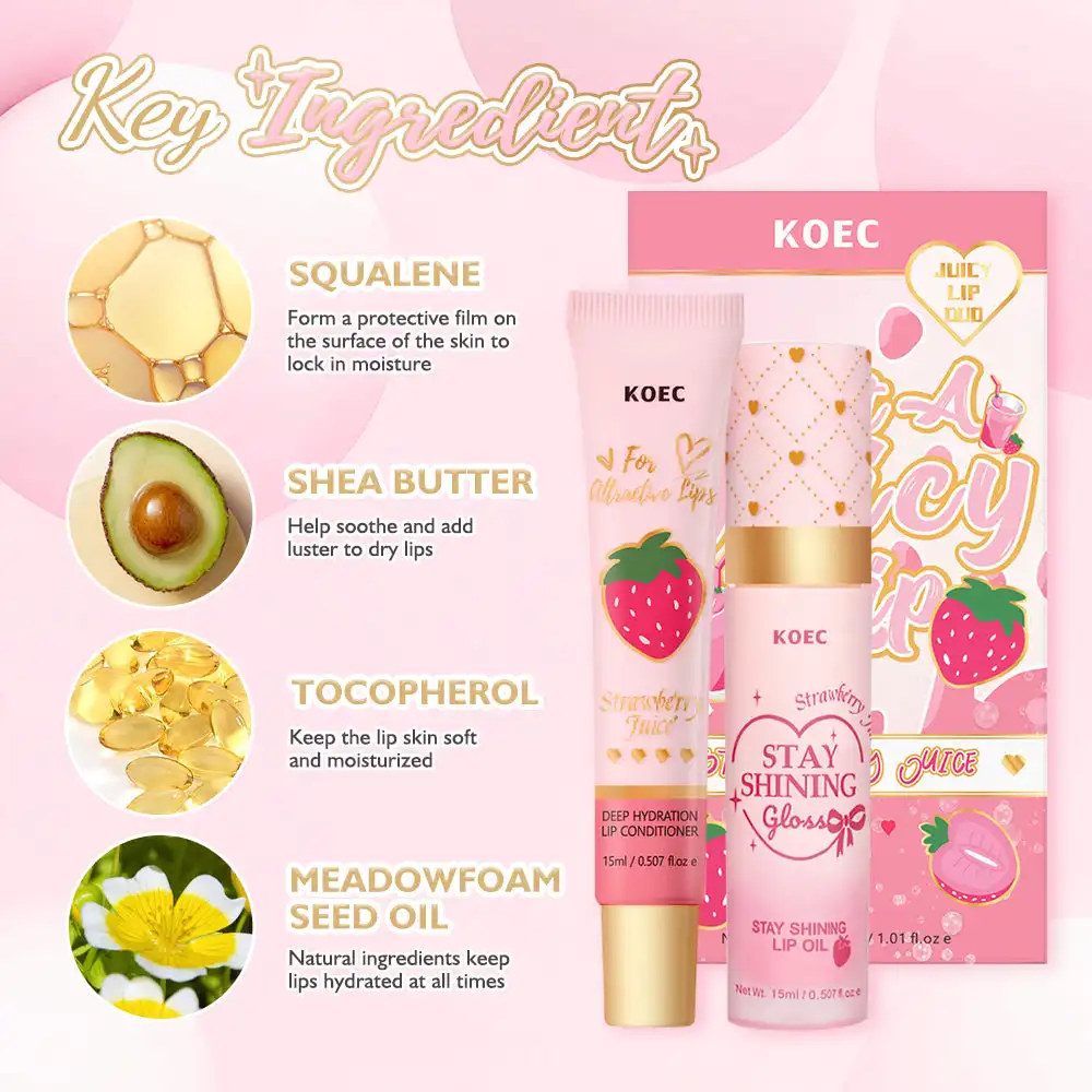 15ml*2 KOEC 딸기 주스 립밤 립오일 세트 딥  - Squalane Oil Lightweight 리뷰 및 가격